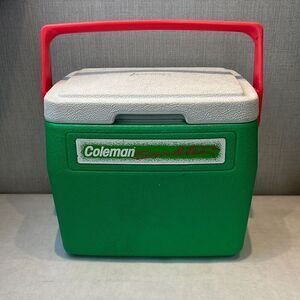 Vtg Coleman Sunlites Cooler Green Pink White RARE Cup Holders
